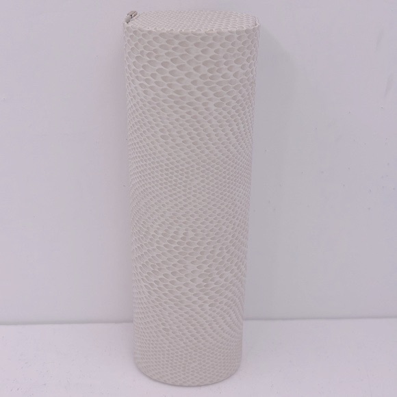 JIMMY CHOO GLASSES/SUNGLASSES CASE, FAUX SNAKE LEATHER, TAN & WHITE, 6.5” X 2.5” - Picture 4 of 13